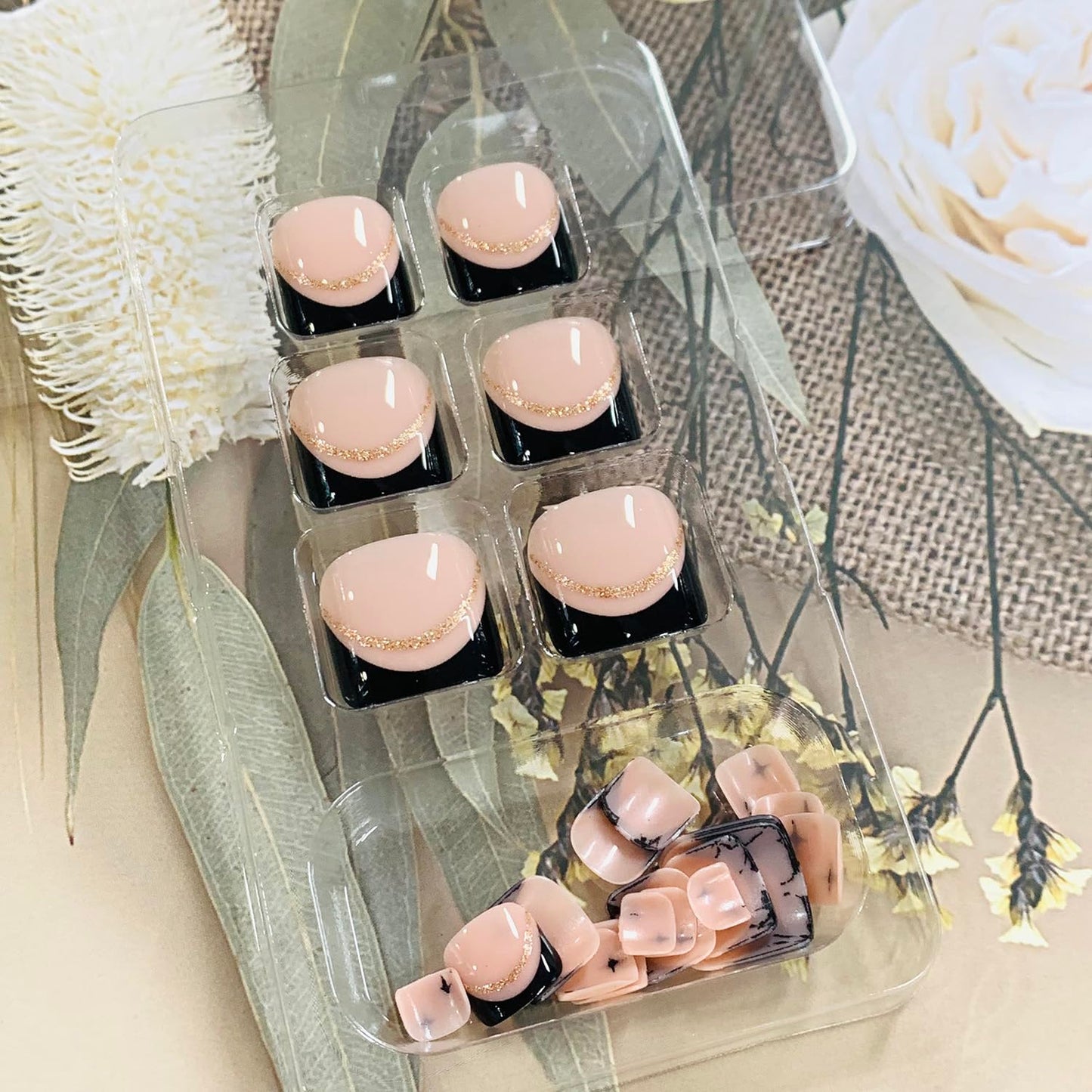 FIEONCIY Press on Toenails with Designs Acrylic Fake Nails for Toe Artificial False Nails with Charms Glue on Toe Nails for Spring Summer Stick on Toenails for Women Girls(JP2479)