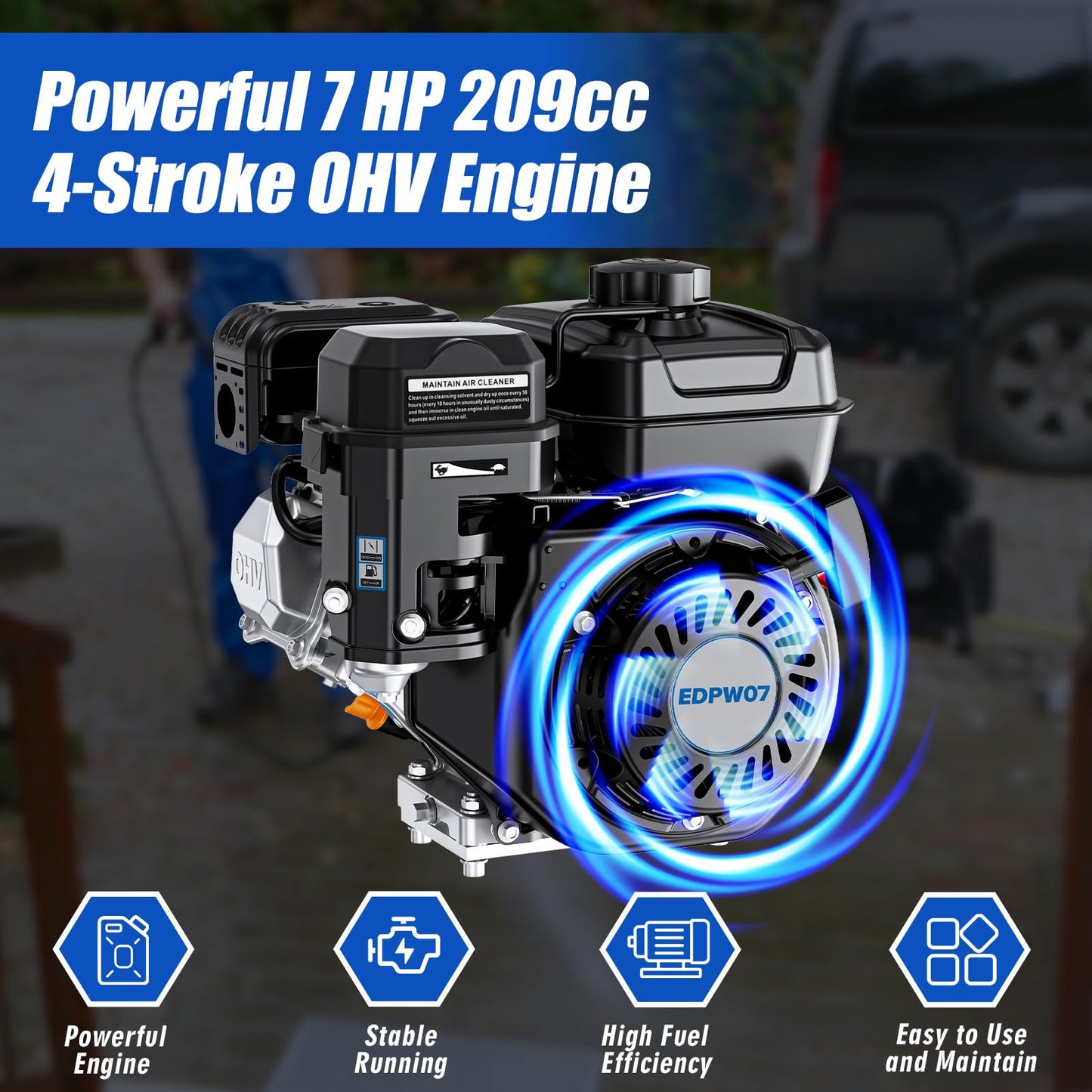 Gas Pressure Washer, 3500 PSI and 2.3 GPM High Pressure Cleaning Machine with 4 Quick Connect Nozzles & Foam Cannon, Portable Pressure Washer for Cars, Fences, Driveways, Patios, Home Cleaning