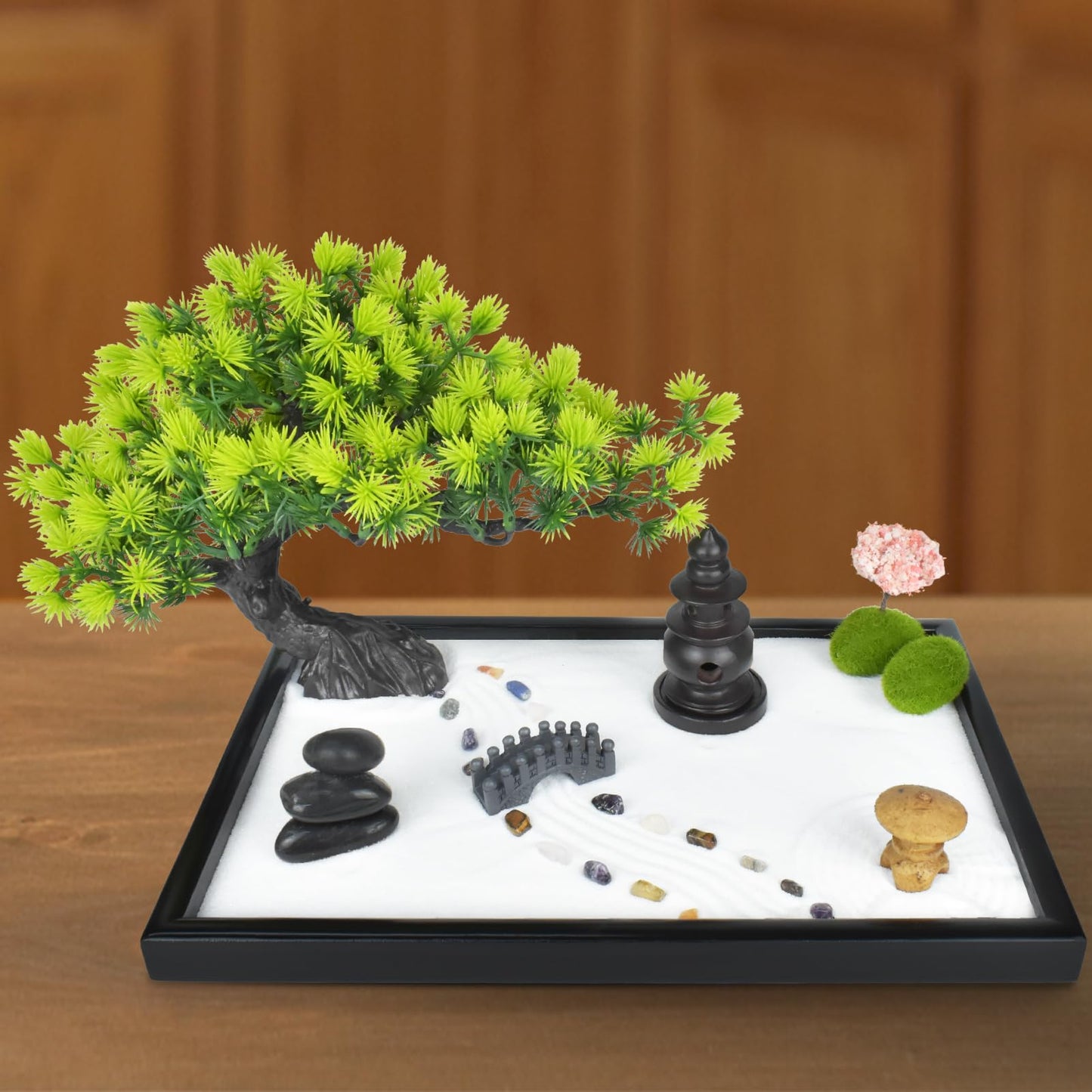 Artcome Japanese Zen Sand Garden for Desk - Home, Office Desk Accessories - Bamboo Crafted Meditation Therapy Tray - Mindful Relaxation and Meditation Tool for Stress Relief - Gift Set