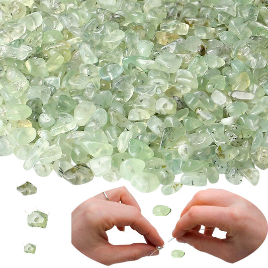 XIANNVXI Prehnite Beads, Natural Chip Stone Beads 400Pcs Crystal Bead 5-8mm Irregular Healing Crystal Loose Rocks for DIY Jewelry Making