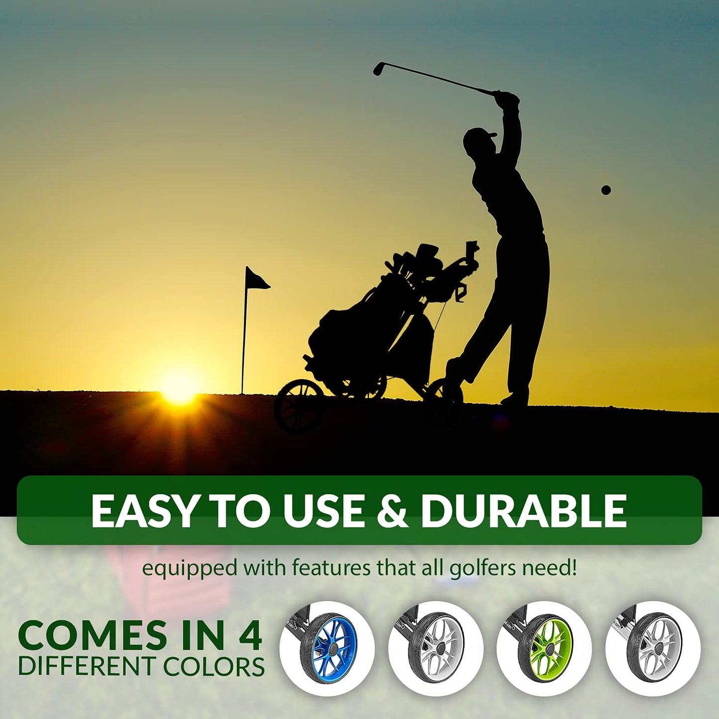Caddytek CaddyLite EZ V8 Golf Push Cart - Lightweight 3 Wheel Foldable Cart with One-Click 2-Step Folding, EVA Wheels, Adjustable Handle, Cooler Basket, Umbrella & Drink Holder, Compact Golf Cart
