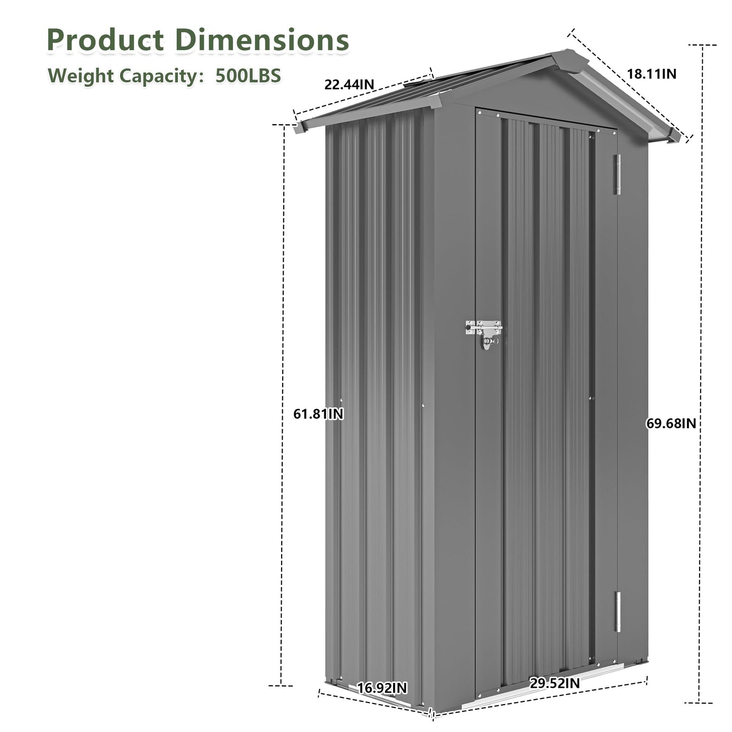 YOPTO 2.5x1.4 FT Outdoor Storage Shed, Tool Shed with Waterproof Roof and Lockable Door,Metal Shed with Adjustable Open Shelves for Backyard Garden Patio Lawn,Black