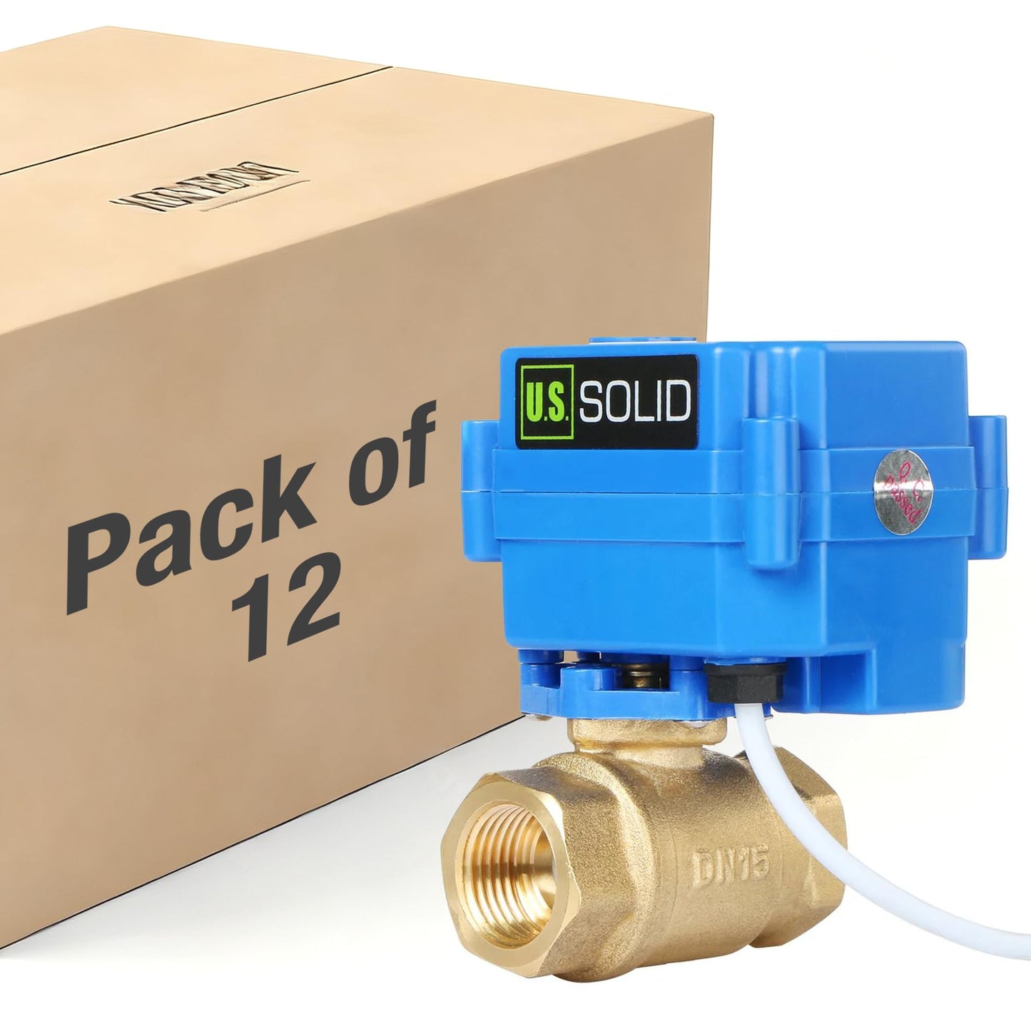 U.S. Solid Motorized Ball Valve- 1/2inches Brass Electrical Ball Valve with Full Port, 9-24V AC/DC and 3 Wire Setup(Pack of 12)