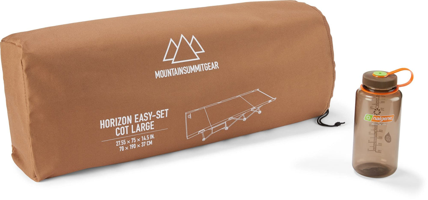 MOUNTAIN SUMMIT GEAR Horizon Cot, Foldable Camping Cot for Children & Adults, Durable Sleeping Pad with Steel Frame That Holds 300 lbs, Folding Bed Includes Side Storage (by Caddis Sports)