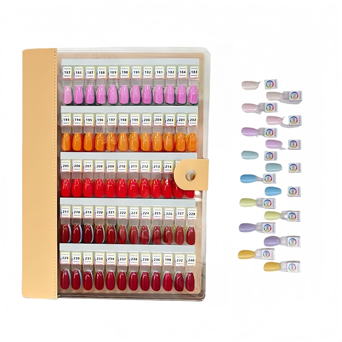Magnetic Nail Swatches Book, 120/240 Nail Polish Colors Display Book, Special Swatches Display Board, Wear-resistant Nail Storage Album, Nail Art Palette (Orange 120pcs)