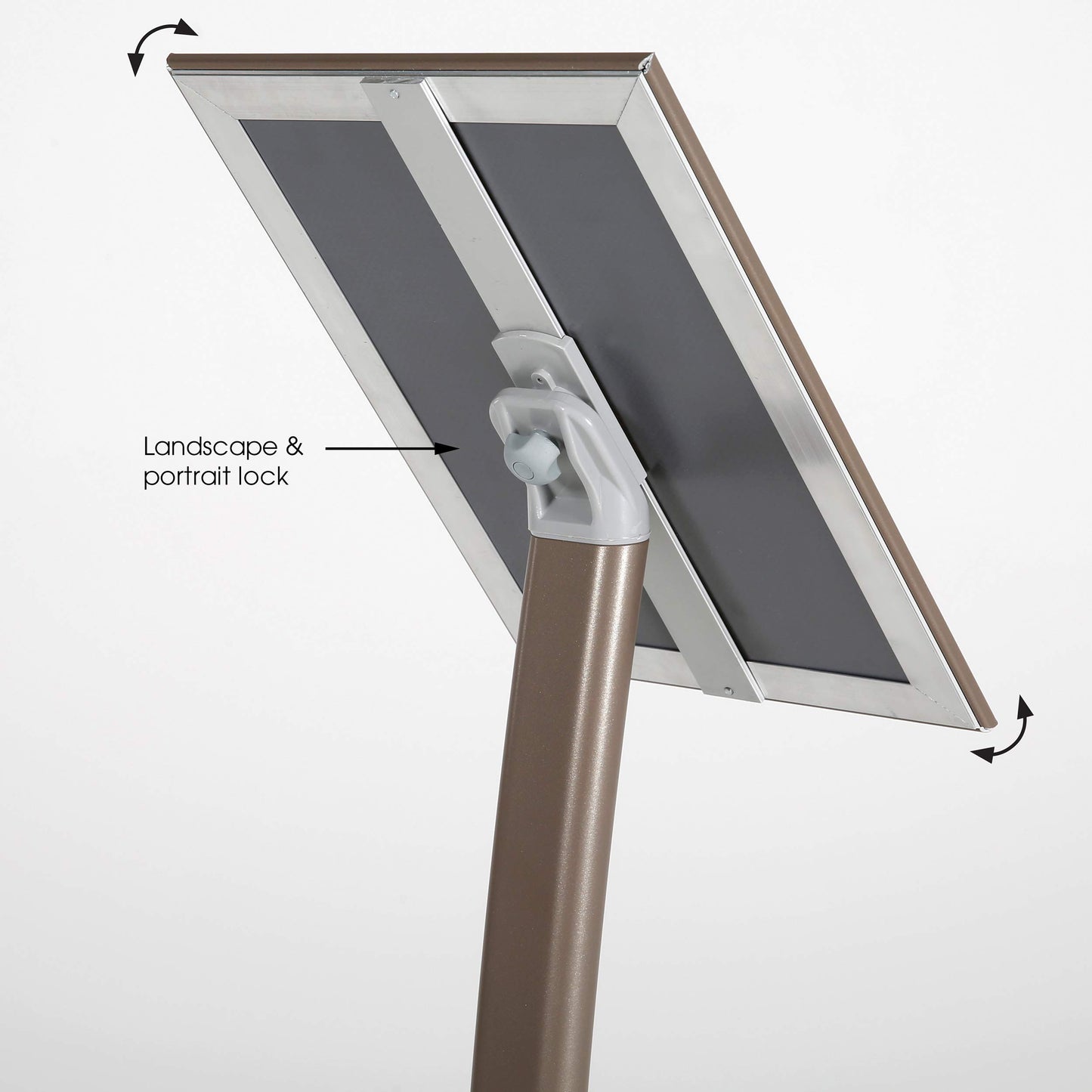 M&T Displays Curved Menu Board, 11x17 Pedestal Sign Holder Earth Color Floor Standing Aluminum Front Loading Easy Open Poster Message Advertisement Holder For Restaurant Cafe Hotel