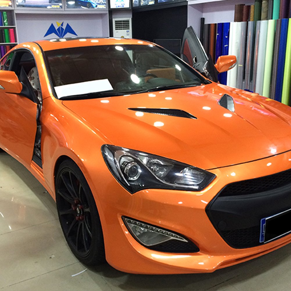 ATMOMO Chrome Mirror Orange Car Vinyl Wrap High Gloss Self-Adhesive DIY Car Decals Film Sheet 59.84'' x 196.85''