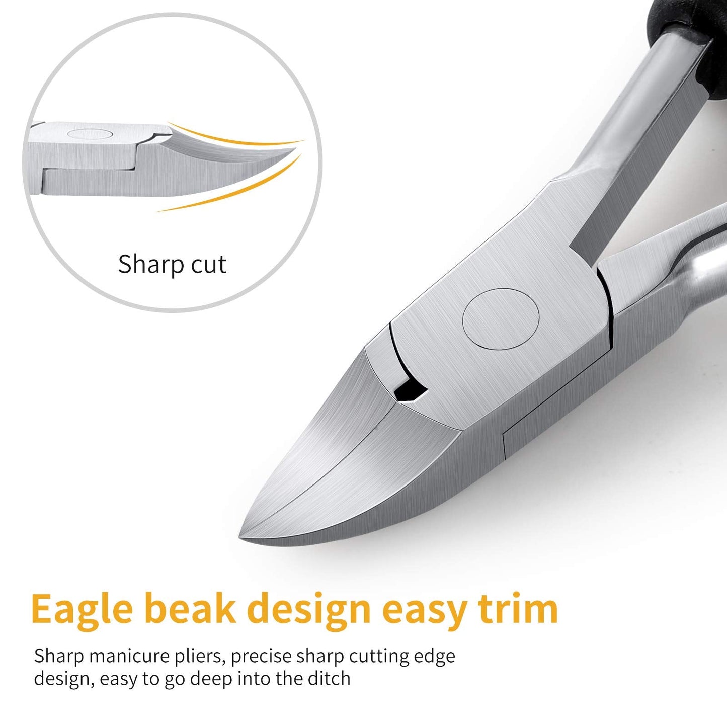 Aogeili Ingrown Toenail Clippers Kit, Professional Thick & Ingrown Toe Nail Clippers for Seniors Men & Women, Stainless Steel Super Sharp Curved Blade Pedicure Nipper with Ingrown Lifter Tool (Black)