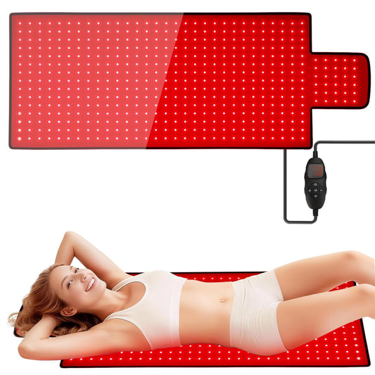 Red Light Therapy Mat for Body 42"x16", 480 LEDs Infrared Light Therapy Pad with Dual Wavelengths 660nm & 850nm for Back Shoulder Abdomen Area, Pulse Modes, Timer & Intensity Control