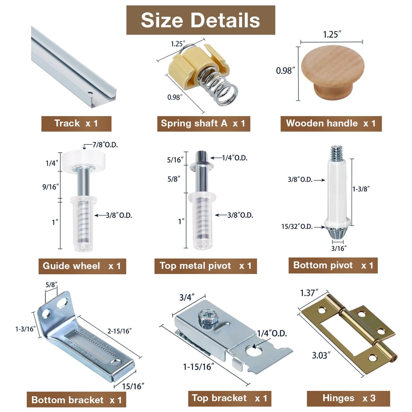 Bifold Door Hardware Kit, 24-Inch Bi-fold Closet Door Track Kit Bifold Closet Door Hardware Kit Folding Door Hardware Repair Replacement Tool Kit