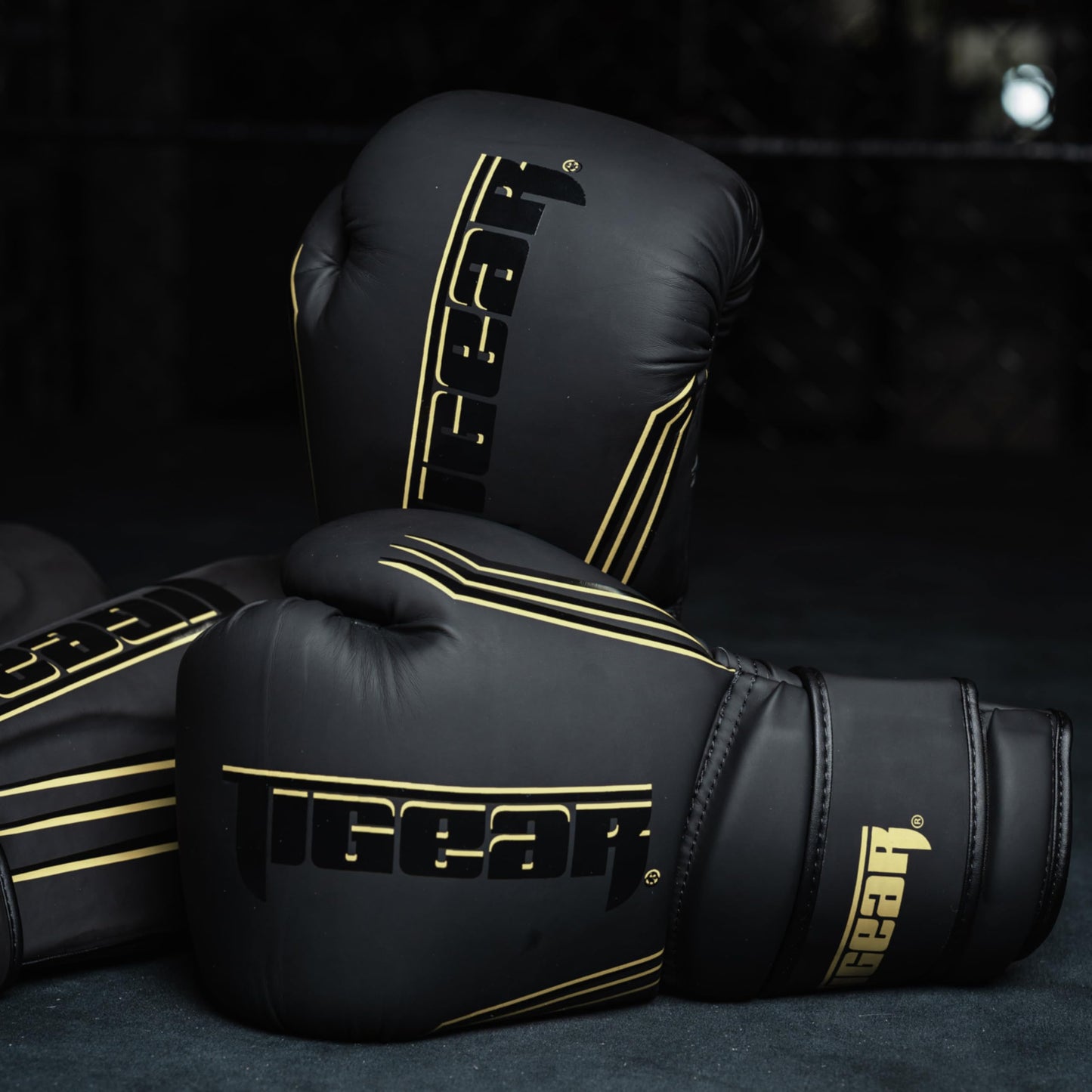Tigear Surge Pro Boxing Gloves for Men Women & Kids | Engineered Leather Muay Thai Gloves, MMA Gear, Kickboxing Heavy Bag Training and Sparring | Black/Gold (14oz)