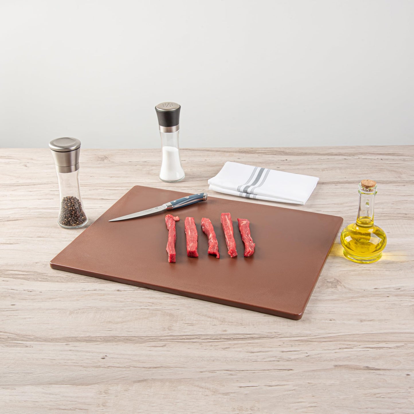 Restaurantware-RW Base 20 x 15 Inch Cutting Boards, 10 Color Coded Chopping Boards - No Scratch, Dishwashable, Brown Plastic Cutting Board Mats, No Odor, Durable, No Slip, For Cooked Meat