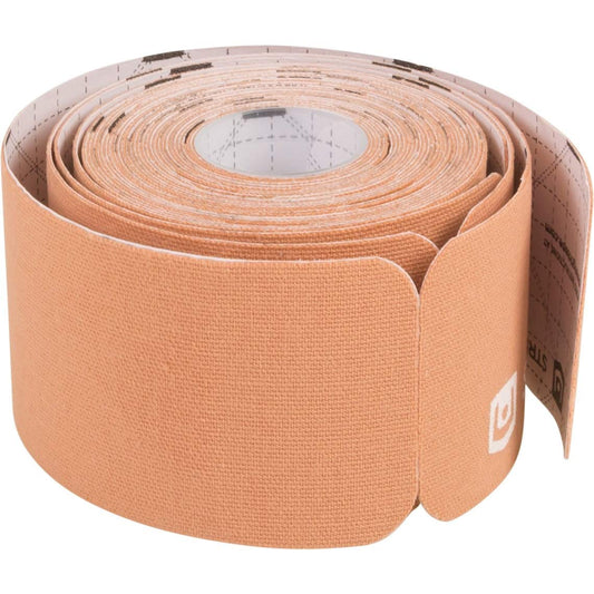 StrengthTape Kinesiology Tape - 16.4' (5m) Roll of 10" Precut Strips - Beige