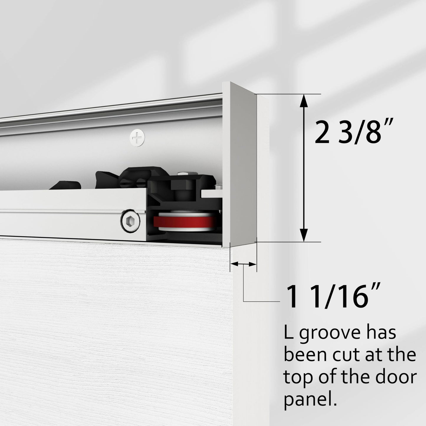 JUBEST 42"x84" Concealed Sliding Barn Door with Horizontal Groove and Soft Close Hardware Kit, White Flush Hidden Door for Opening 38"-40"x80", Waterproof and Smooth Sliding, for Interior Using