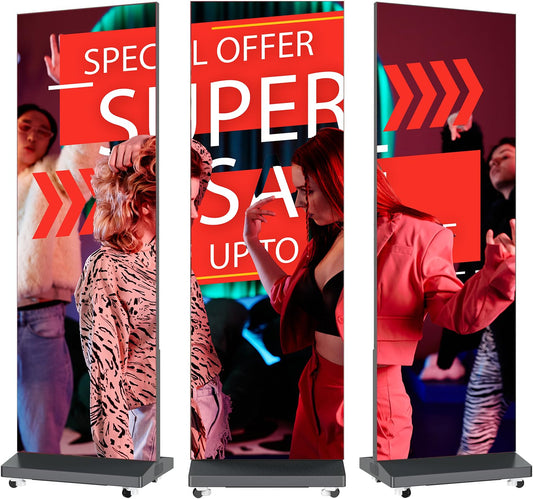 YCKJNB 80″ P1.86 LED Screen Spliceable Flexible Digital Signage Display, Mobile Phone&Computer Software Remote Release, USB Plug-and-Play Full Poster Screen LED Digital Signage Display Black 2-Pack