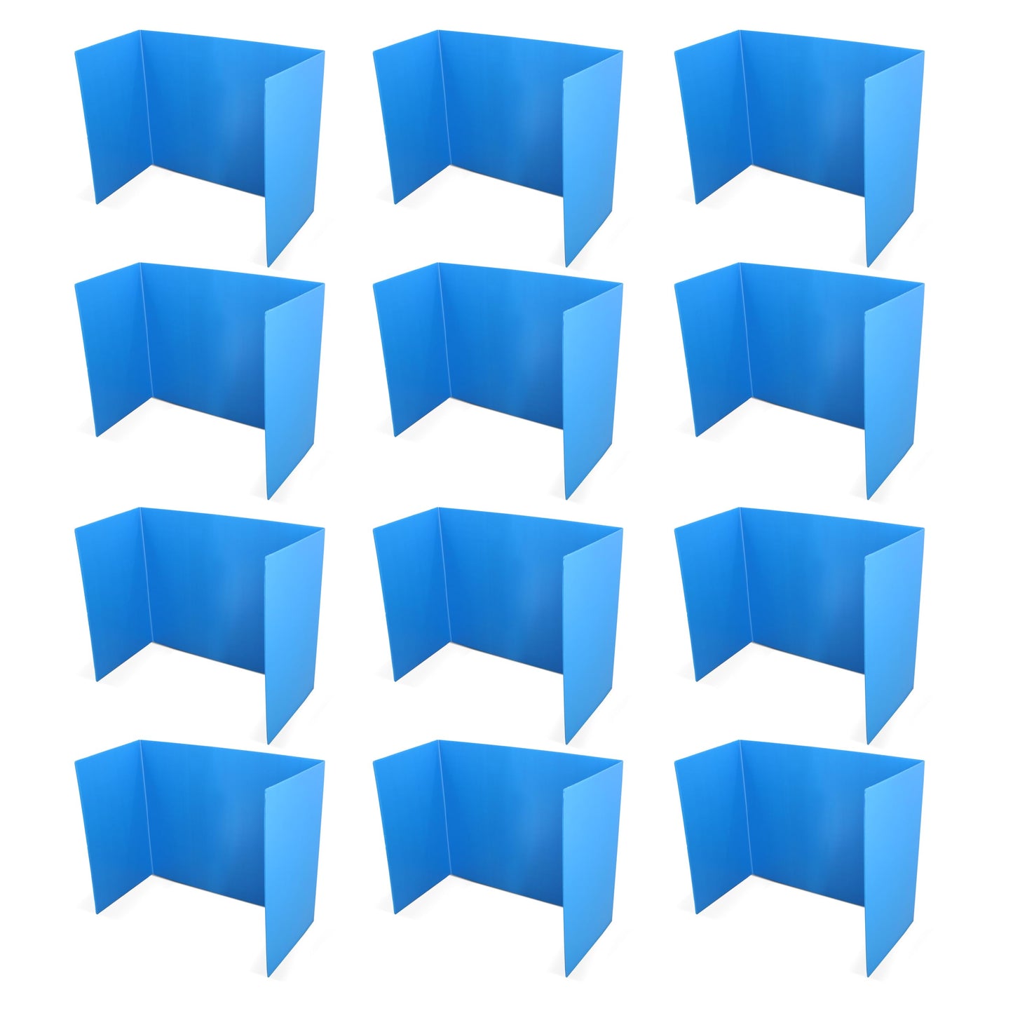 Flipside Products 18”x 46.5” Blue Plastic Study Carrel, Privacy Boards, Premium Corrugated Plastic, Student Privacy and Focus Booth for The Classroom, Desk Divider Cubby for Tests, Made in USA 12 Pack