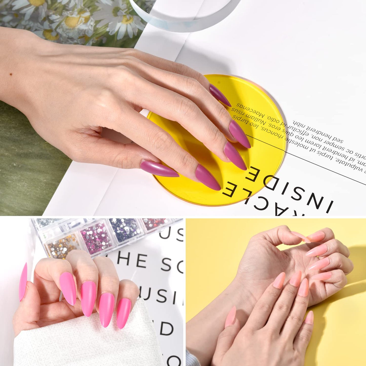 TsMADDTs Press On Nails Almond, 24 Colors 720 pcs Short Fake Nails with Glues, Stickers, Tweezer for Women