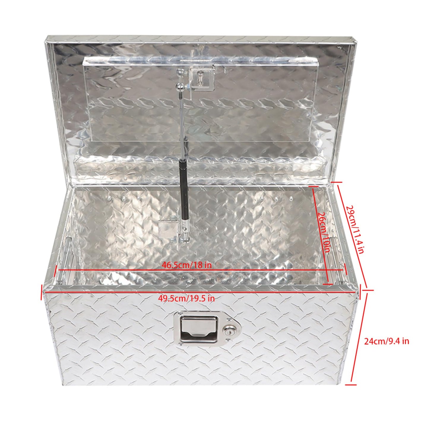 SEBLAFF 20 Inch Heavy Duty Aluminum Diamond Plate Tool Box Silver Replacement for Pick Up Truck RV Trailer with Lock & 2 Keys