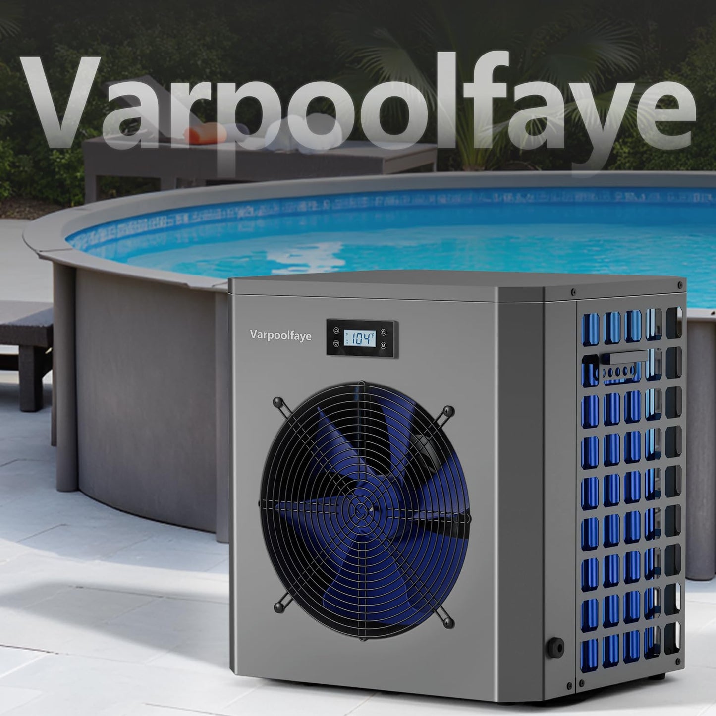 Varpoolfaye 5000 Gallon Electric Pool Heater Pump 16000 BTU Pool Heaters for Above Ground Pools Swimming Pool Heat Pump WiFi Control Heat Or Cool Spa Heater Pump 120v