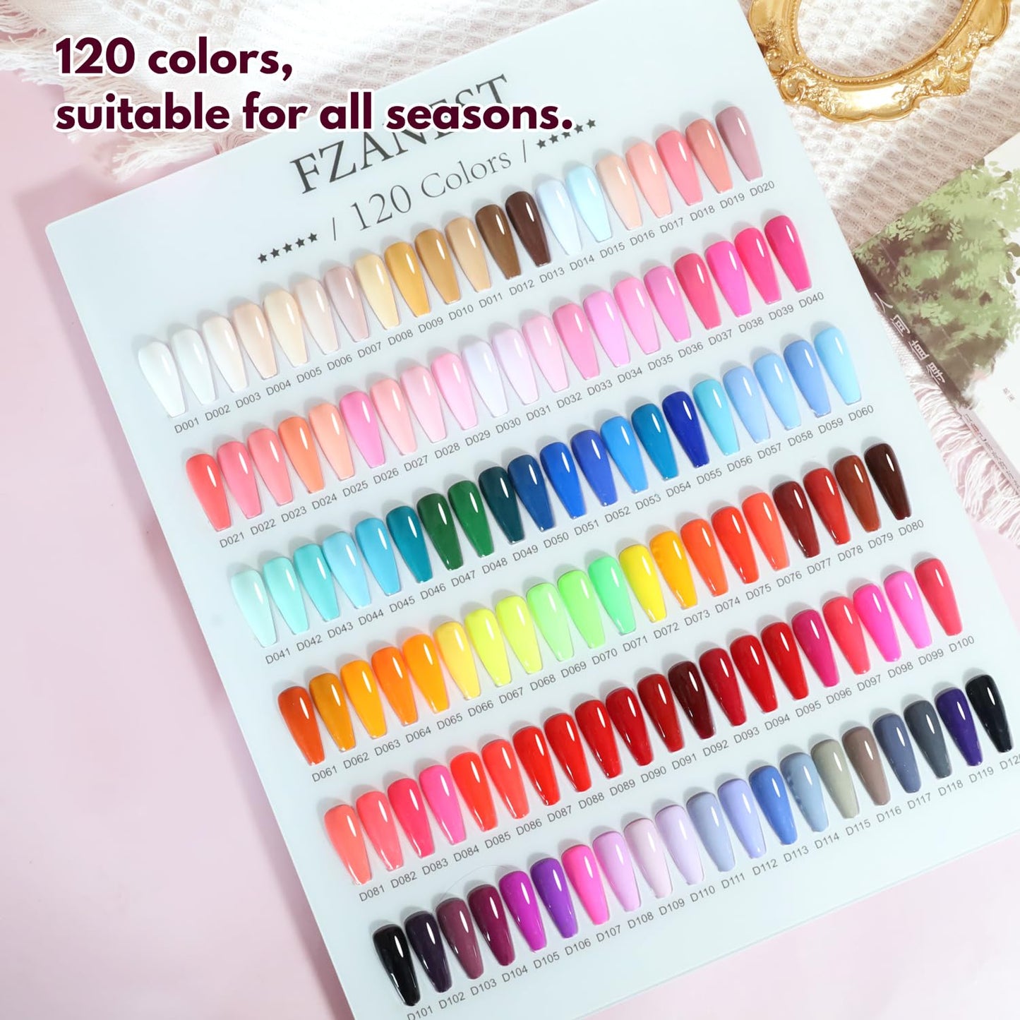FZANEST 130Pcs 15ml Gel Nail Polish Set With Rubber Base Top Matte Coat 120 Colors Pink Nude Red White Black All Seasons Gel Polish Kit Nail Art Starter For Nail Salon Home Gifts for Women and Girls