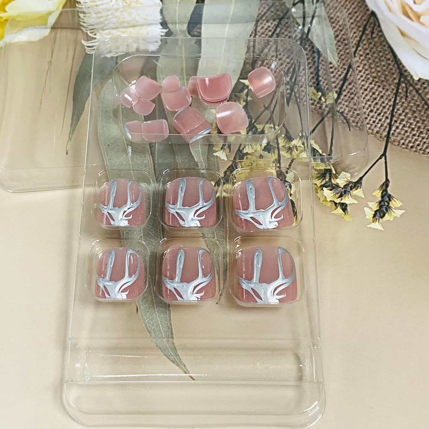 FIEONCIY Press on Toenails with Designs Acrylic Fake Nails for Toe Artificial False Nails with Charms Glue on Toe for Spring Summer Stick on Toenails for Women Girls(F195)