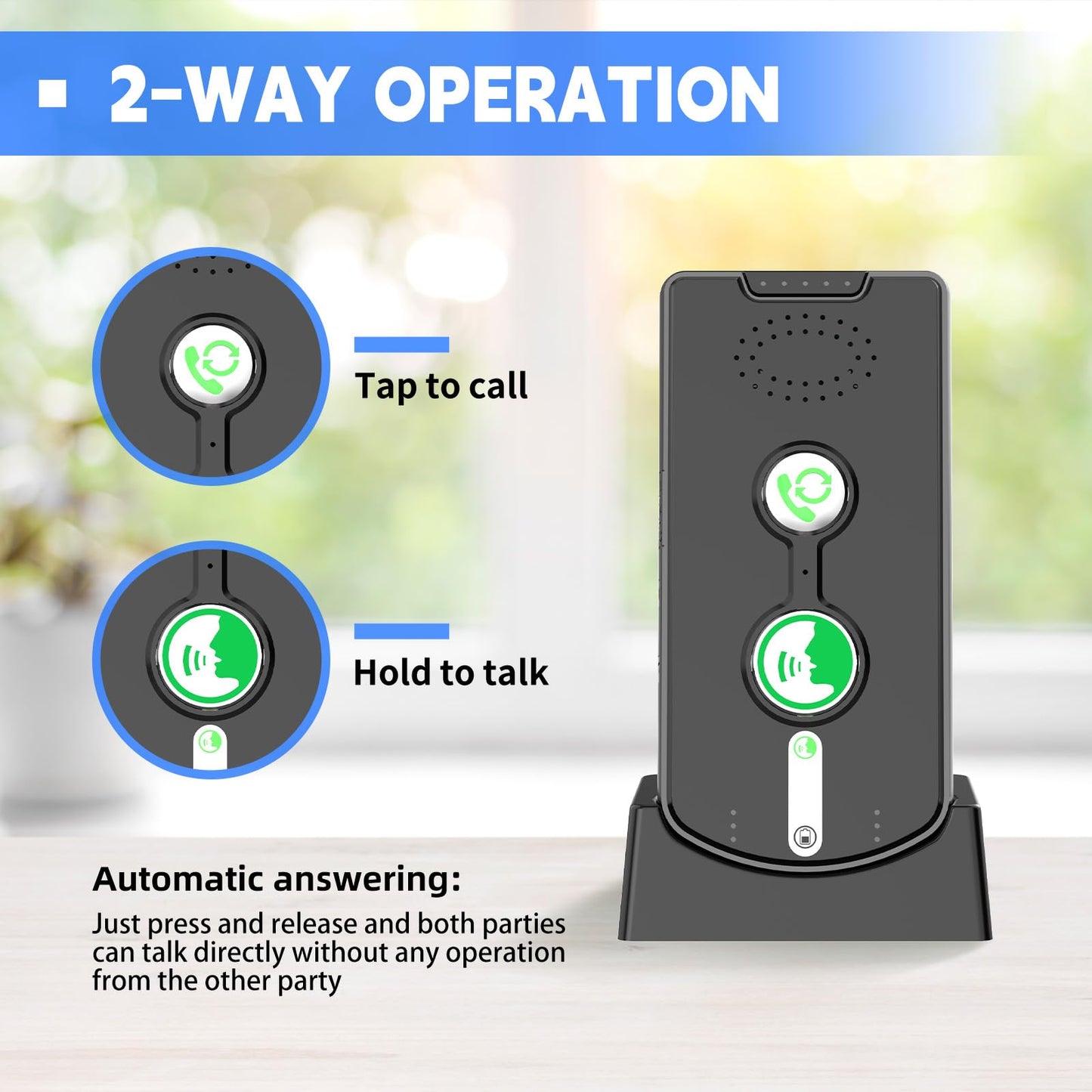 2 Way Intercoms Wireless for Home Office,Portable Room to Room Long Range Intercom System with Charging Base,30 Days Long Standby Time 5 Level Volume Adjustment, Expand to 5 Intercoms (2026 Upgraded)