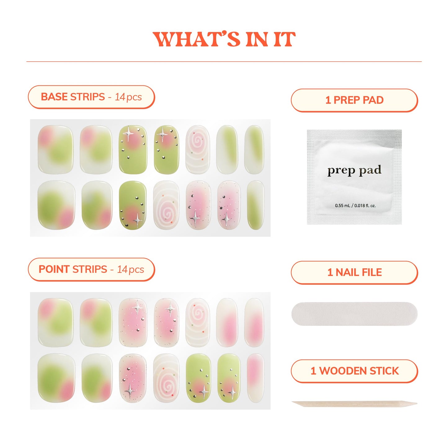 Heyhae Semi Cured Gel Nail Strips | No LED Lamp Needed | Fall, Glam, Pink | Easy Apply & Remove, Salon Quality | Includes 28 Strips, 1 Prep Pads, Nail File & Wooden stick - Hey, Sweetheart Latte