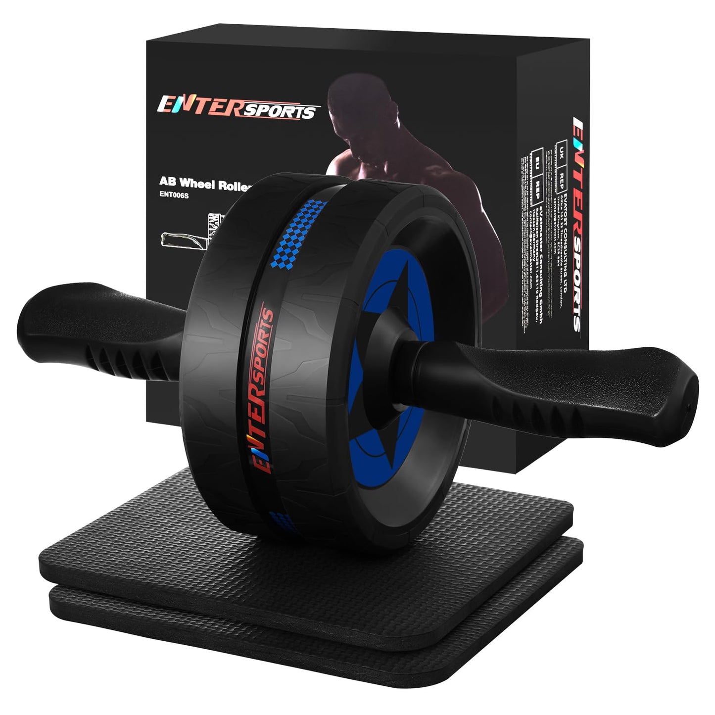 EnterSports Ab Roller Wheel for Abs Workout - Abdominal Exercise Equipment with 2 Knee Pads for Home Gym, Core Strength Training, Fitness Equipment for Men & Women (Blue)