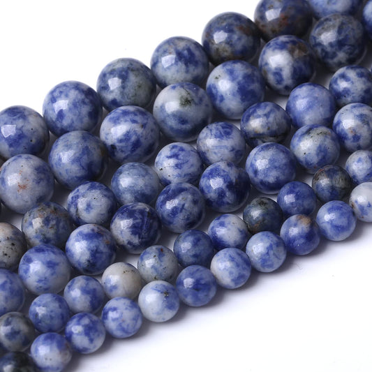 45PCS 8MM Natural Sodalite Beads Round Loose Stone Beads for Jewelry Making DIY Energy Stone Healing Power Bracelet 15"