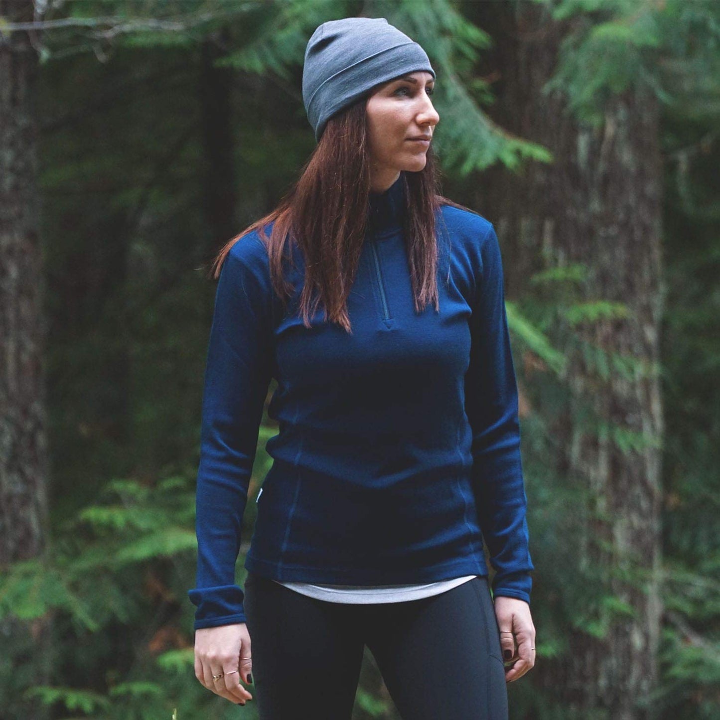 100% Merino Wool - Midweight Womens 1/4 Zip - Midlayer - Navy - XX-Large