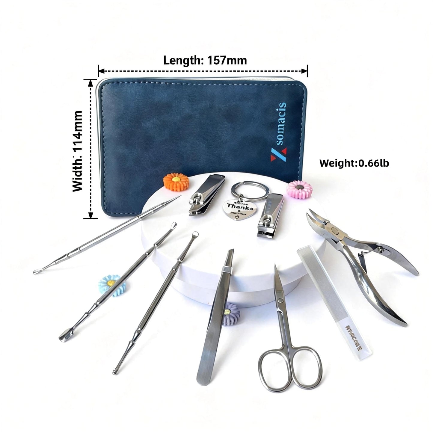Xsomacis Nail Clippers Set Fingernail and Toenail Clipper Cutters, Manicure Pedicure Kit Stainless Steel 10pcs Professional Grooming Kits, Nail Care Tools with Portable Leather Case for Men or Women