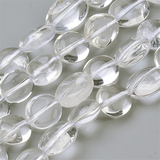 Fashewelry 40pcs Natural Quartz Crystal Stone Beads Nugget Oval Healing Crystal Loose Gemstone Beads 9-12x8-10mm for Jewelry Necklace Bracelet Earring Craft, 15.7 Inch