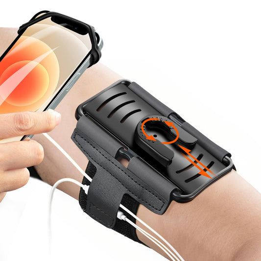 Newppon Cell Phone Running Armband - Detachable & 360° Rotatable Universal Cellphone Arm Band for iPhone 17 16 15 14 13 Pro Max Plus Samsung Galaxy Note S24 S23 for Workout Exercising Walking Jogging