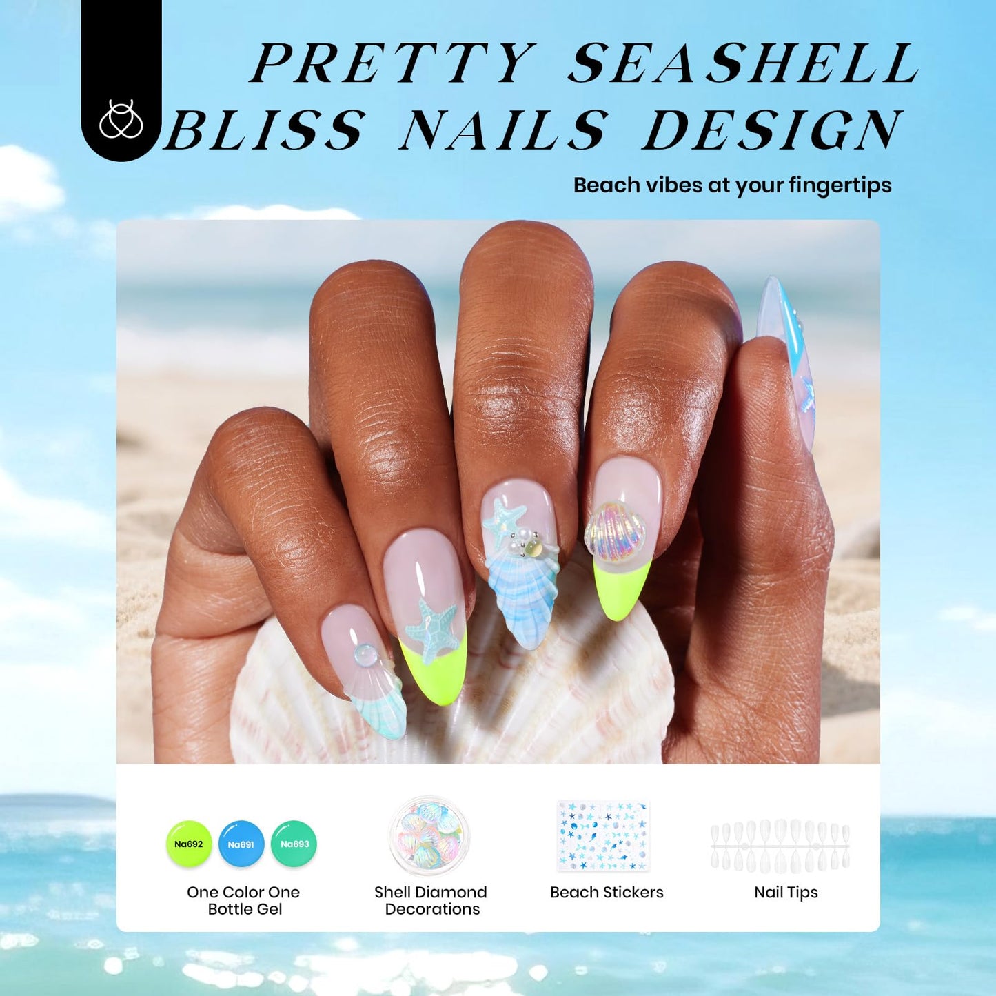 Beetles Cat Eye Press On Nails Short Almond, 32pcs 16 Sizes, Glue and Tabs, HEMA and TPO Free, Rose Glow & Neon Gel Nail Polish Set, Summer Colors with Mini LED Lamp, Base & Top Coat