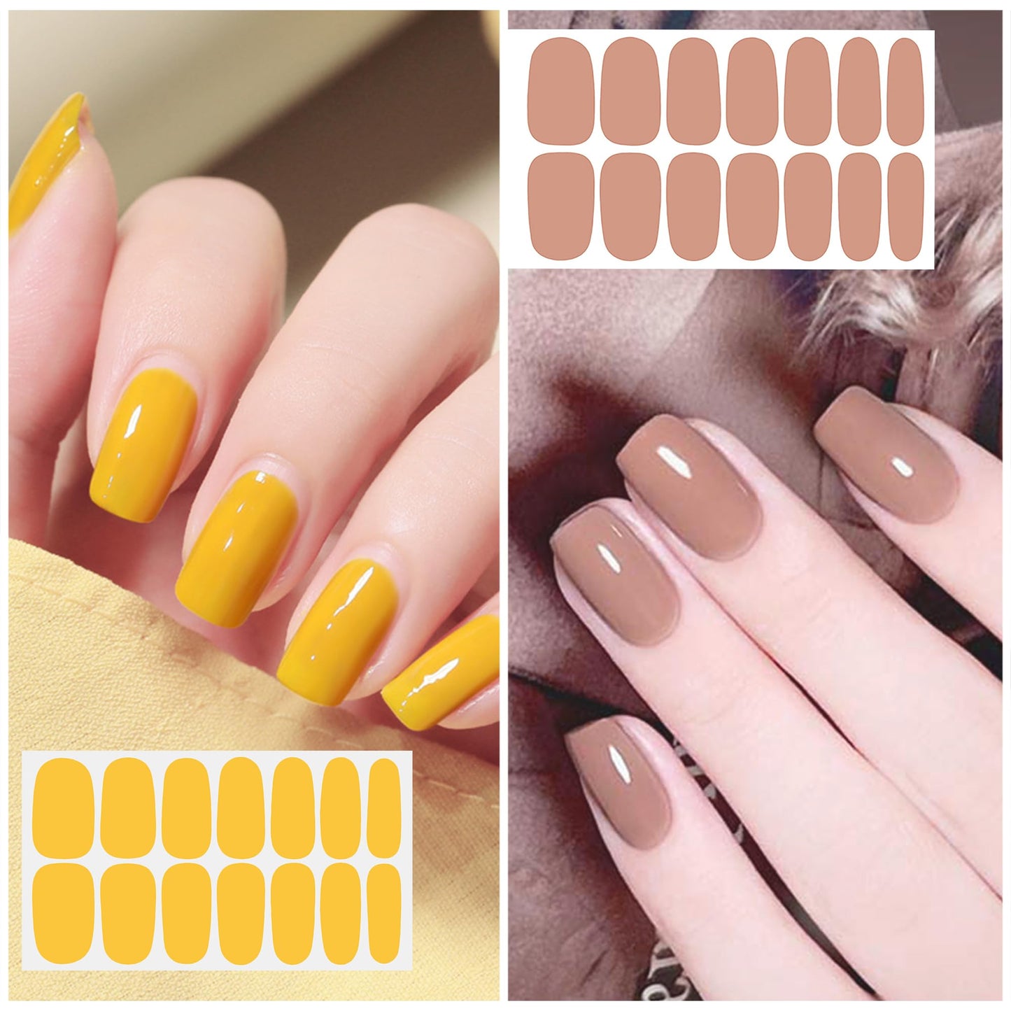 DANNEASY 24 Sheets Light Color Nail Polish Stickers Full Nail Wraps for Women Young Girl Self Adhesive Nail Polish Strips Gel Fingernail Sticker Nails with Nail File, Cuticle Stick