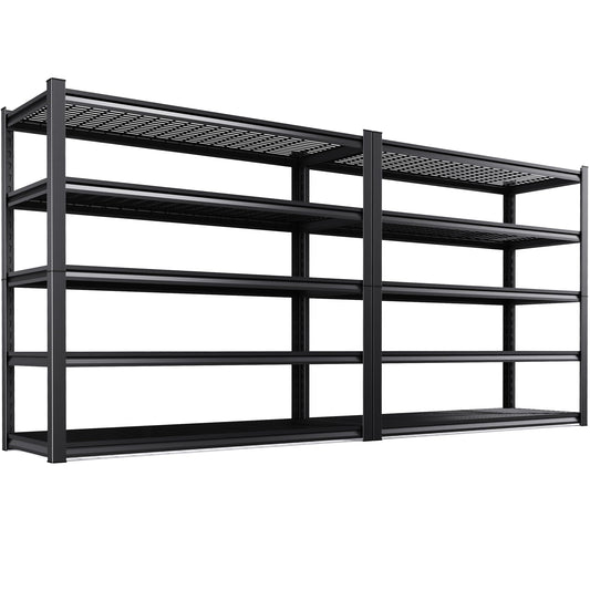 59 ''W Storage Shelves, 71‘’H Garage Shelving, Adjustable Garage Shelves, 3000lbs Heavy Duty Shelving ,5 Tier Garage Storage Shelves,Easy-To-Install Metal Shelf Storage Rack Shelving Unit 2 Pack