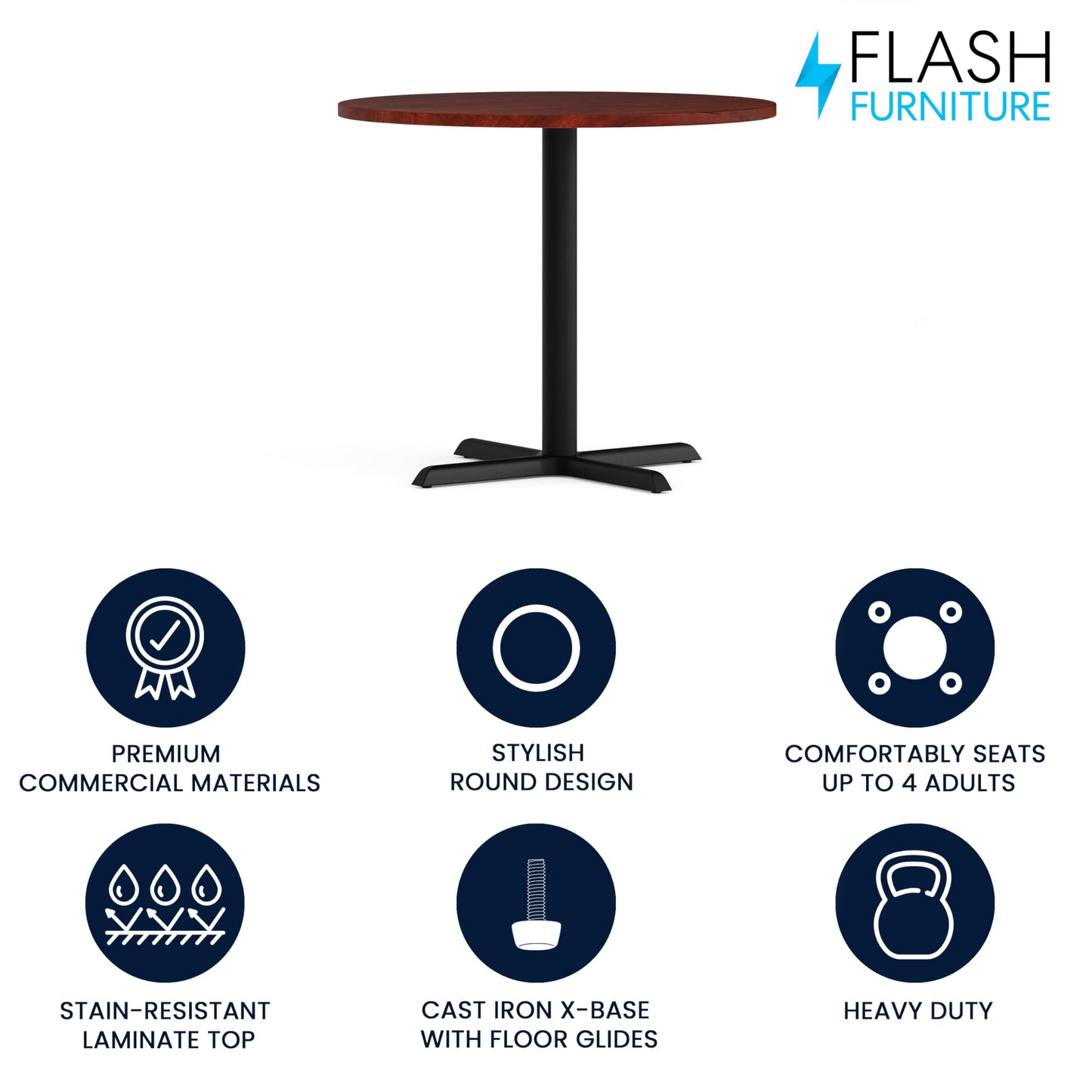 Flash Furniture Chapman 36" Round Multi-Purpose Conference Table in Cherry