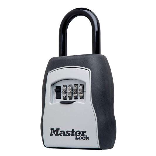 Master Lock Key Lock Box for House Keys – Outdoor Portable Combination Lockbox with Resettable 4 Digit Code, Weather Resistant Durable Metal Body, Holds 5 Keys, 5400D Black