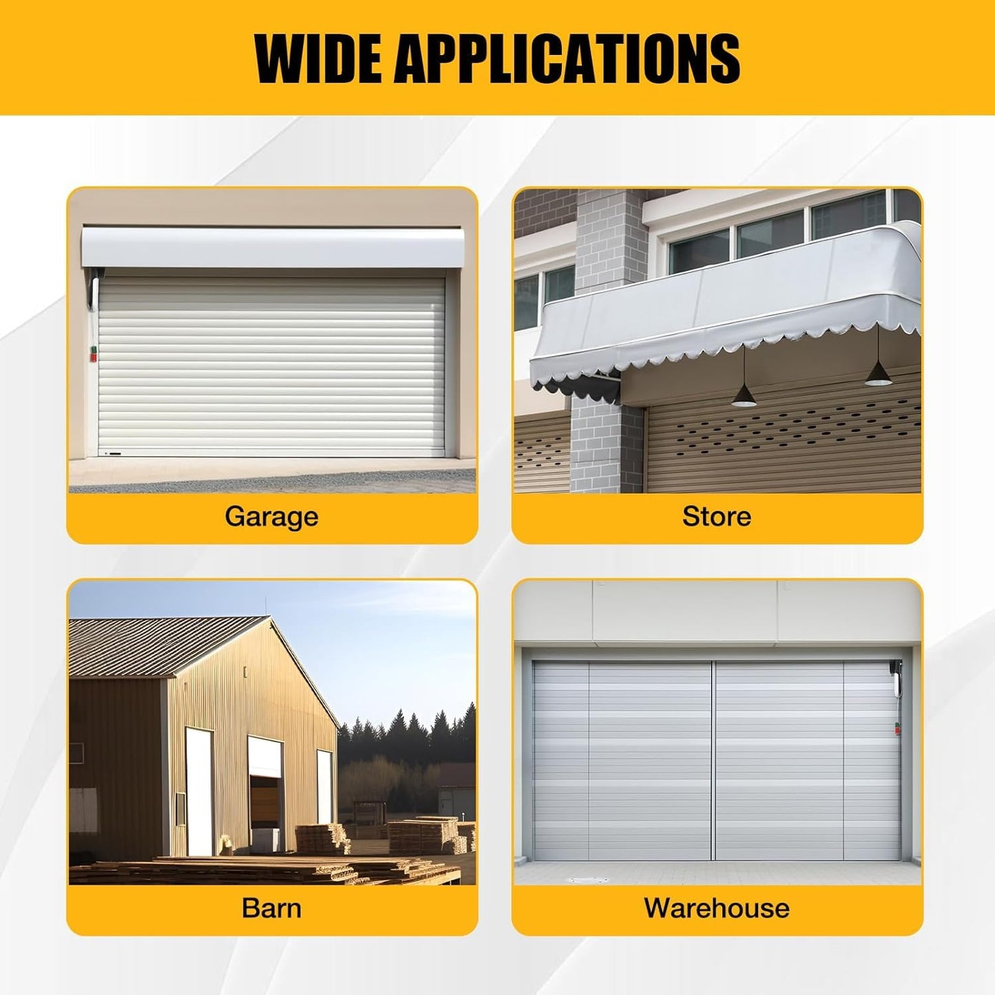 24V DC Roll Up Garage Door Opener, 800N Side Mount Electric Rolling Shutter Motor with 2 Remotes for Garage & Warehouse Doors,Ultra Quiet,Easy Mount