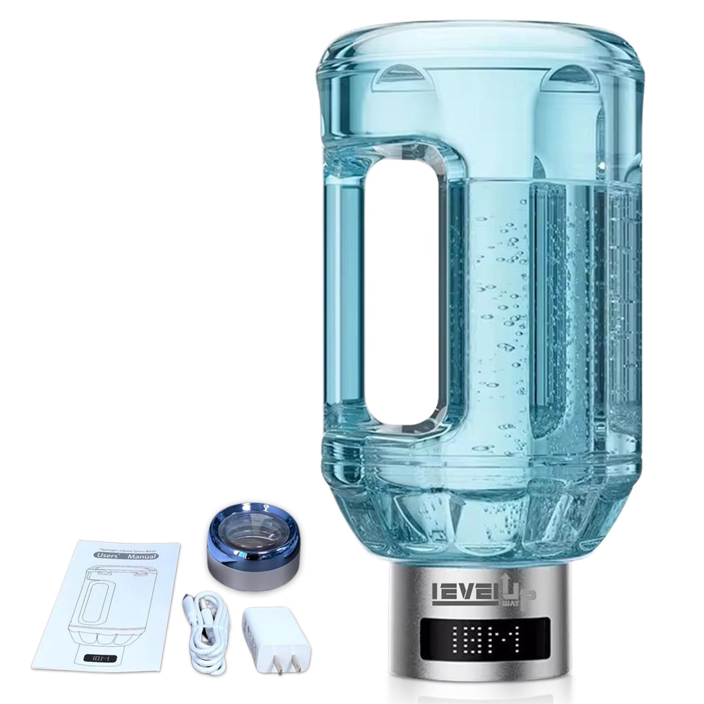 Level Up Way - 2026 New Hydrogen Water Bottle Jug – Portable Hydrogen Water Generator with Digital Display – Up to 4000PPB - 51oz Capacity – Premium Hydration Solution for Home, Office & Gym