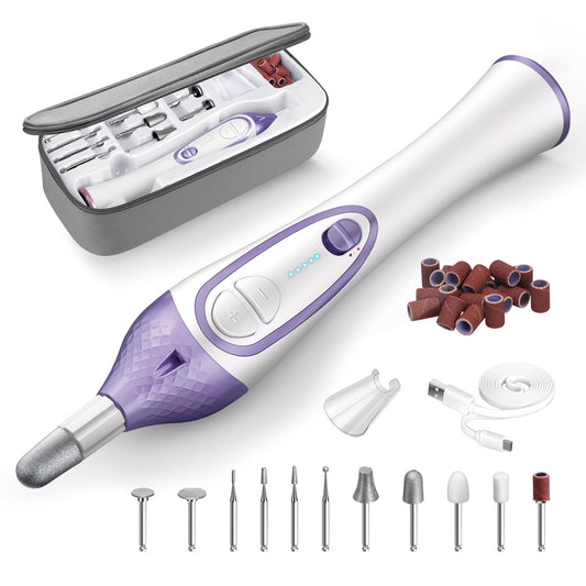 36-Piece DW2180 Professional Manicure Pedicure Kit,Electric Nail File Set with 12 Attachments,Cordless Electric Nail Drill Machine,Nail Grinder for Thick Toenail, Pedicure Tools for Feet Hand