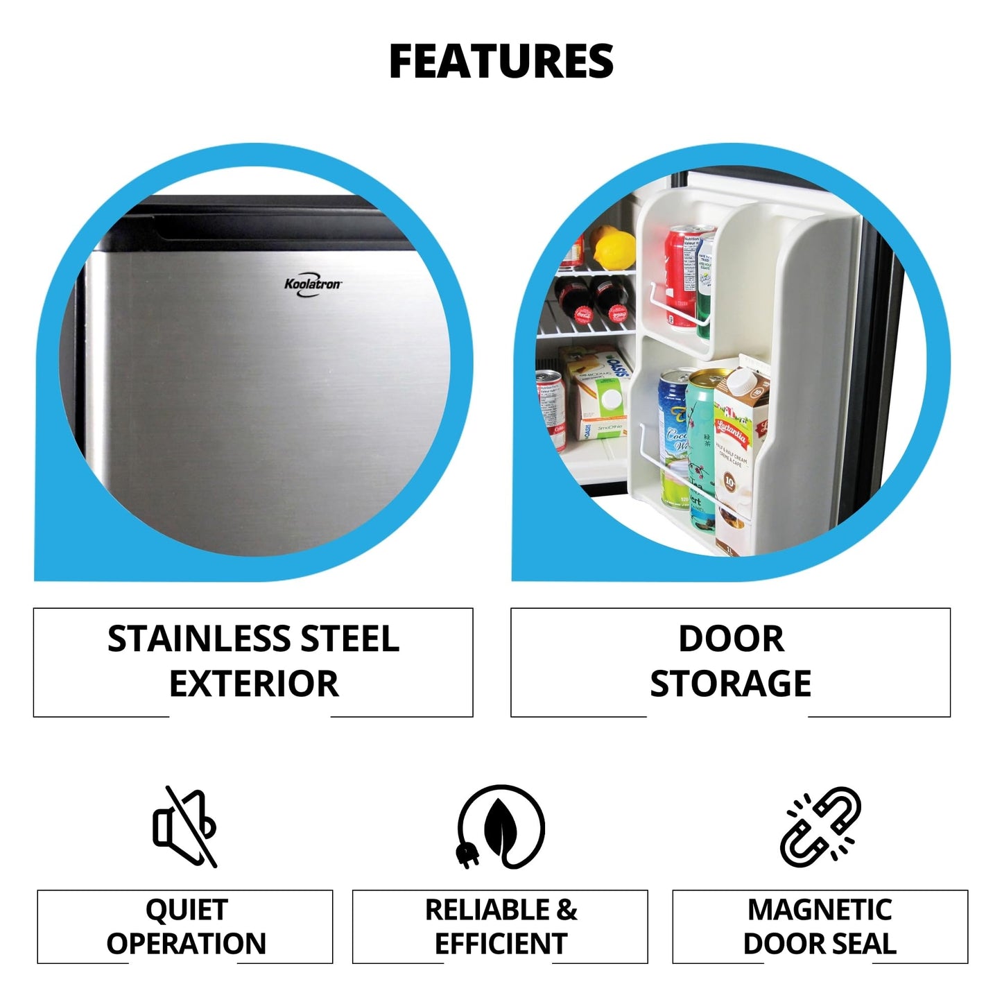 Koolatron 12V / 110V Refrigerator - Mini Fridge for Trucks Cool Storage for Kitchen Bedroom Office Travel Camping Dorms Compact Free Standing Neveras Pequeñpara Apartment 1.76 cu.ft - Black