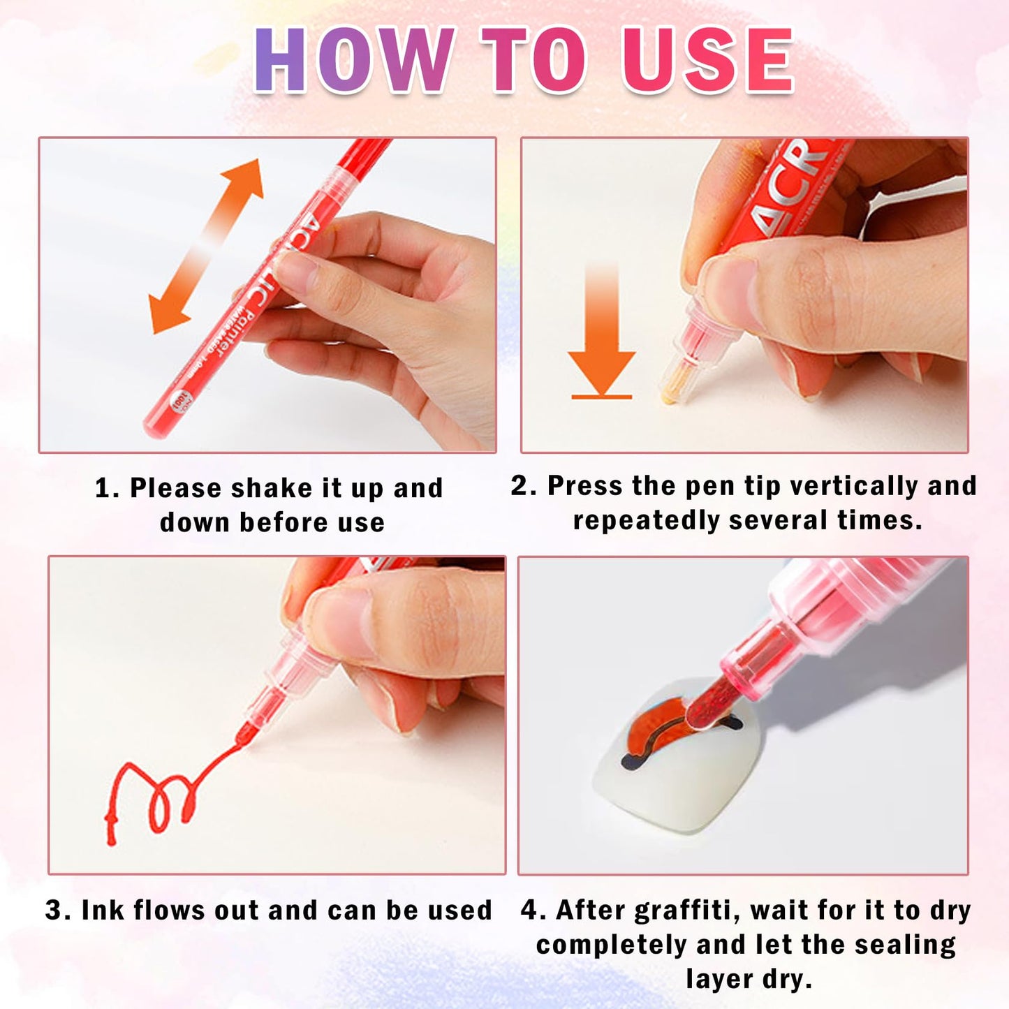 IONSGAKO 24 Colors Nail Art Pens Set, Nail Polish Pens Quick-Drying Acrylic Paint Markers Nail Art Drawing Painting Liner Pens Kit for Home DIY Nail Art Design Manicure Tools