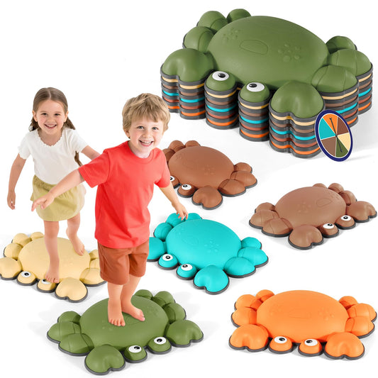 Toddler Stepping Stones for Kids, 6pcs Non-Slip Balance Stepping Stones for Promoting Children's Coordination Skills, Indoor & Outdoor Sensory Toys Obstacle Course for Kids Age 3 4 5 6 7+