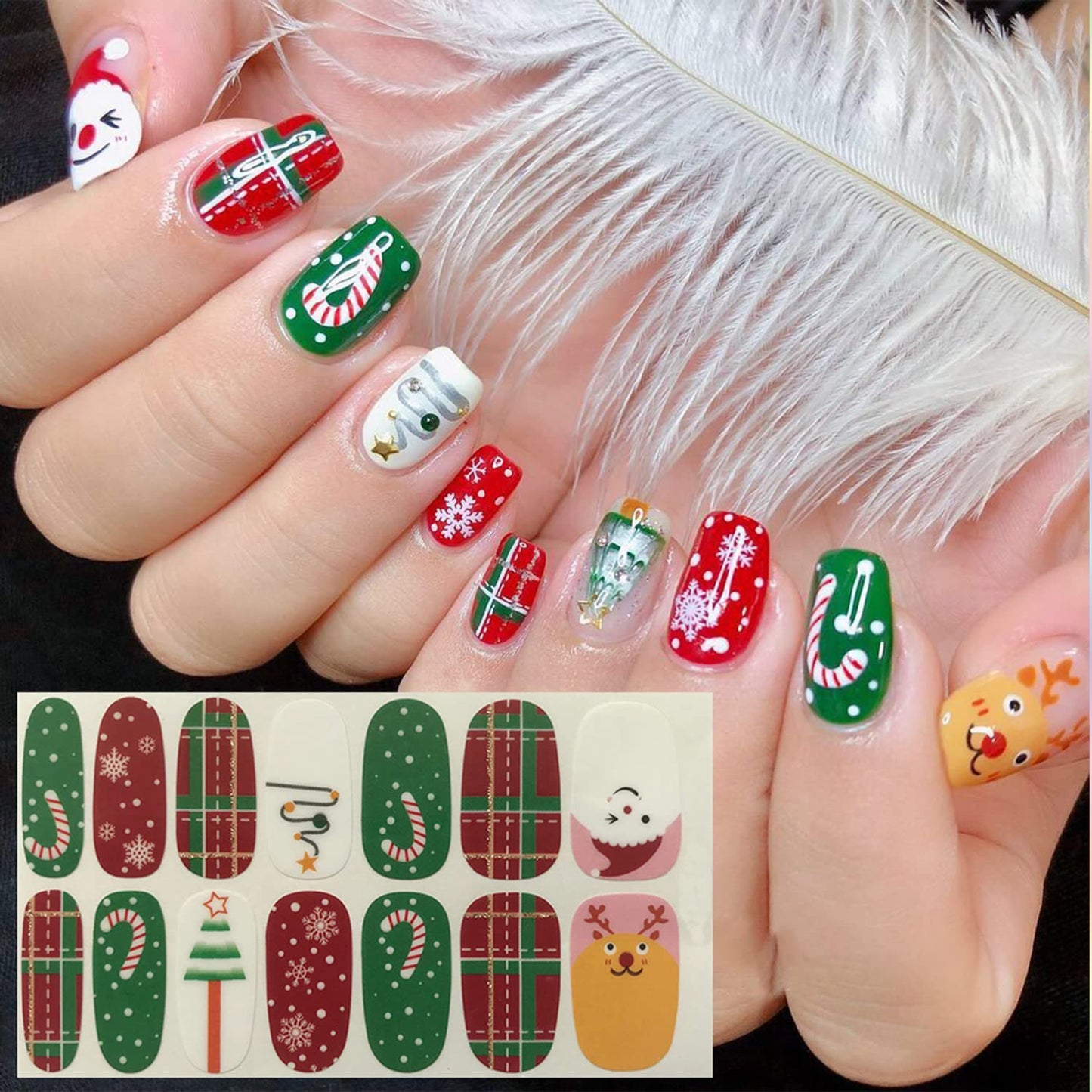SILPECWEE 30 Sheets Christmas Nail Polish Strips Nail Stickers Full Nail Wraps Self-Adhesive Nail Polish Stickers Decals for Women Gel Nail Strips with Nail File (Chic Style)