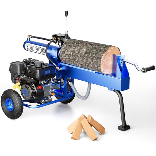 20-Ton Gas Log Splitter, 209CC 7HP Hydraulic Wood Splitter for Firewood 20" x 16", 2 Stage Gear Pump & 8 Seconds Fast Auto Return, Heavy Duty Gas Power Log Splitters, Horizontal Firewood Splitter