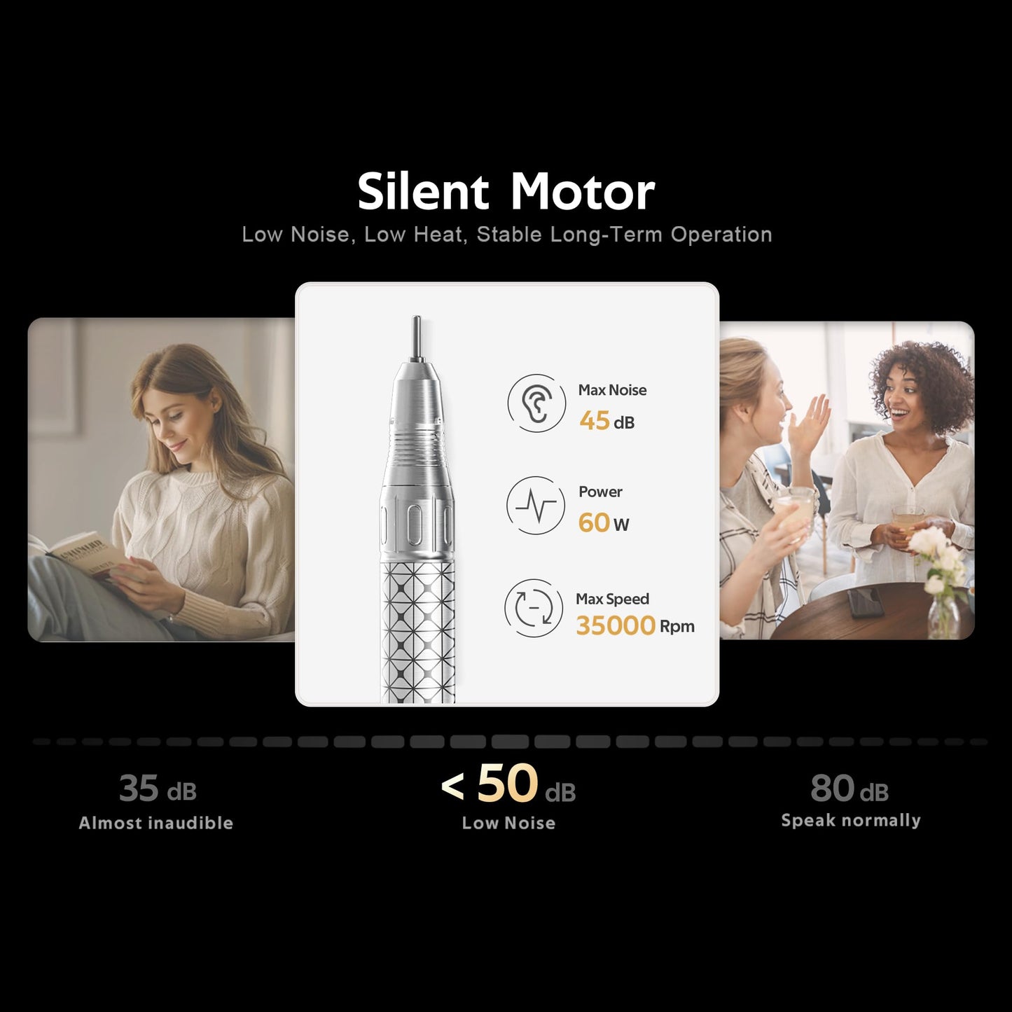 M Nova Pro Nail Drill 35,000 RPM Brushless Motor, Cordless Rechargeable Electric Nail File, Professional E File Machine for Acrylic Gel Nails, Low Noise Portable Salon Use – White