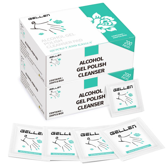 Gellen 400 Pack Nail Prep Cleanser Pads, Alcohol Pads for Nails, Individually Wrapped Nail Prep Pads, Lint-free Tacky Layer Residue Wipes for Acrylic & Builder Gel Polish Press-ons