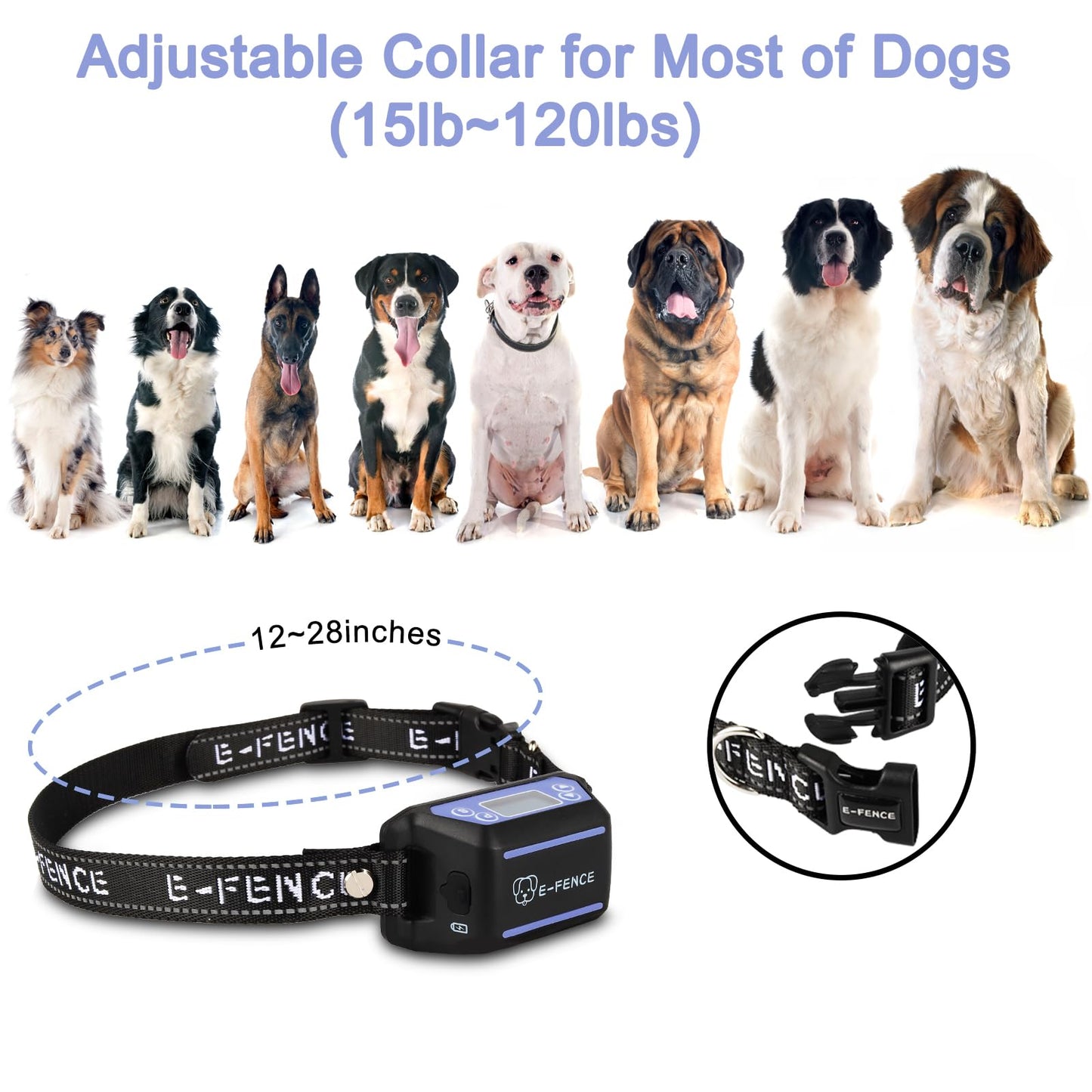 E-FENCE 2 Pack GPS Wireless Dog Collar Fence System,Electric Dog Shock Collar Fence,Pet Containment System Rechargeable,Outdoor Use Only