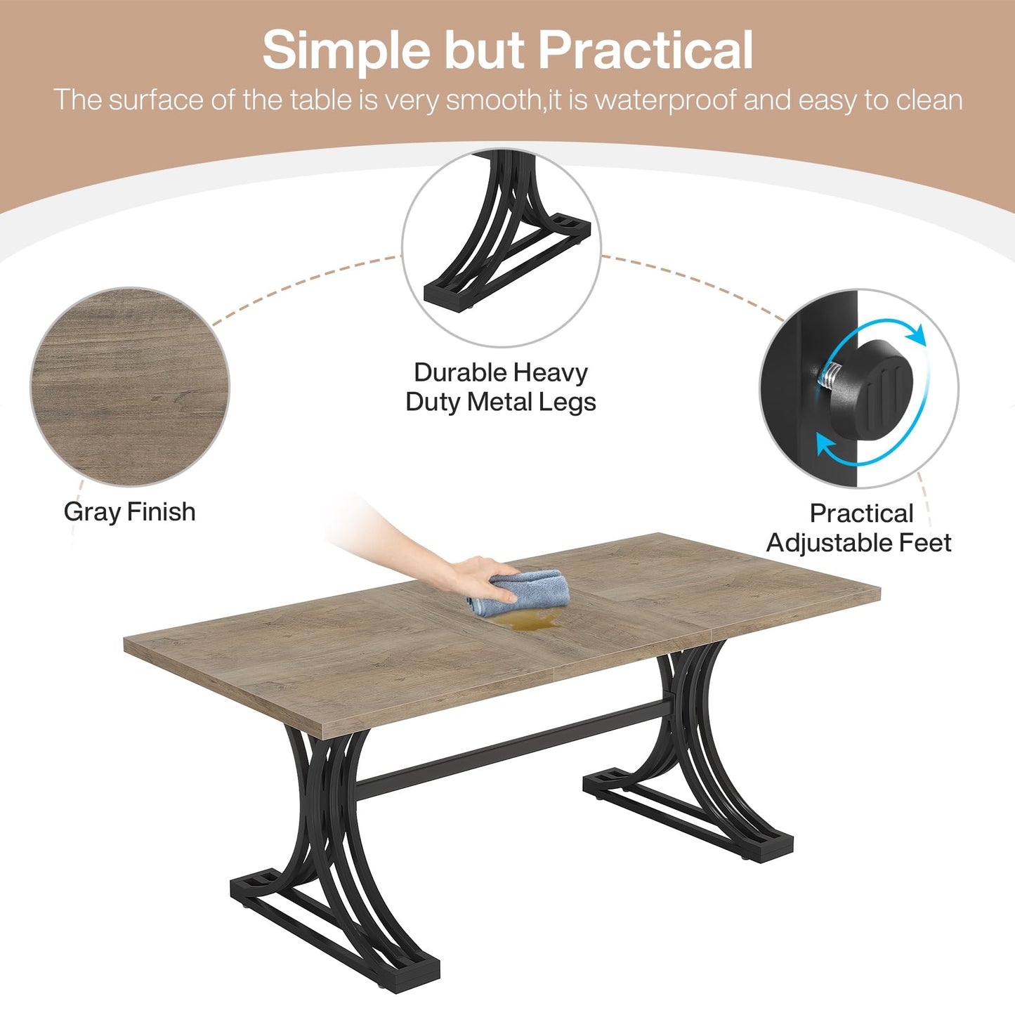 Tribesigns 10.5FT Conference Table, Modern Meeting Table for 8-10 People, Rectangle Seminar Boardroom Table for Office Conference Room with Stylish Legs (2, Grey + Black)